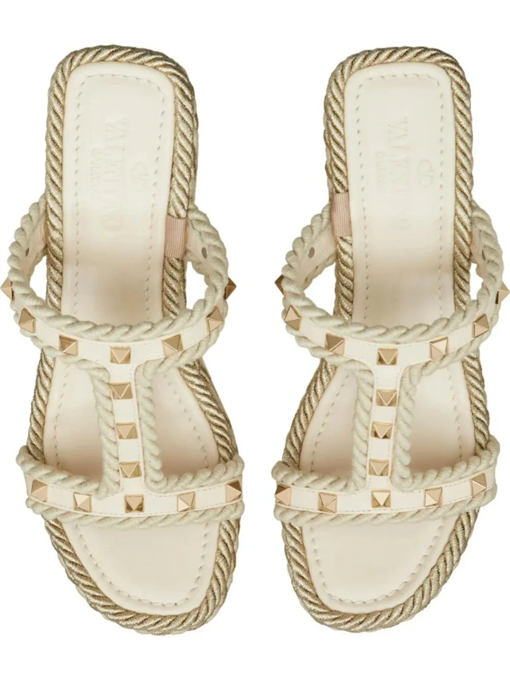 NWT Valentino Garavani Authentic Rockstud Torchon Wedge Sandal
